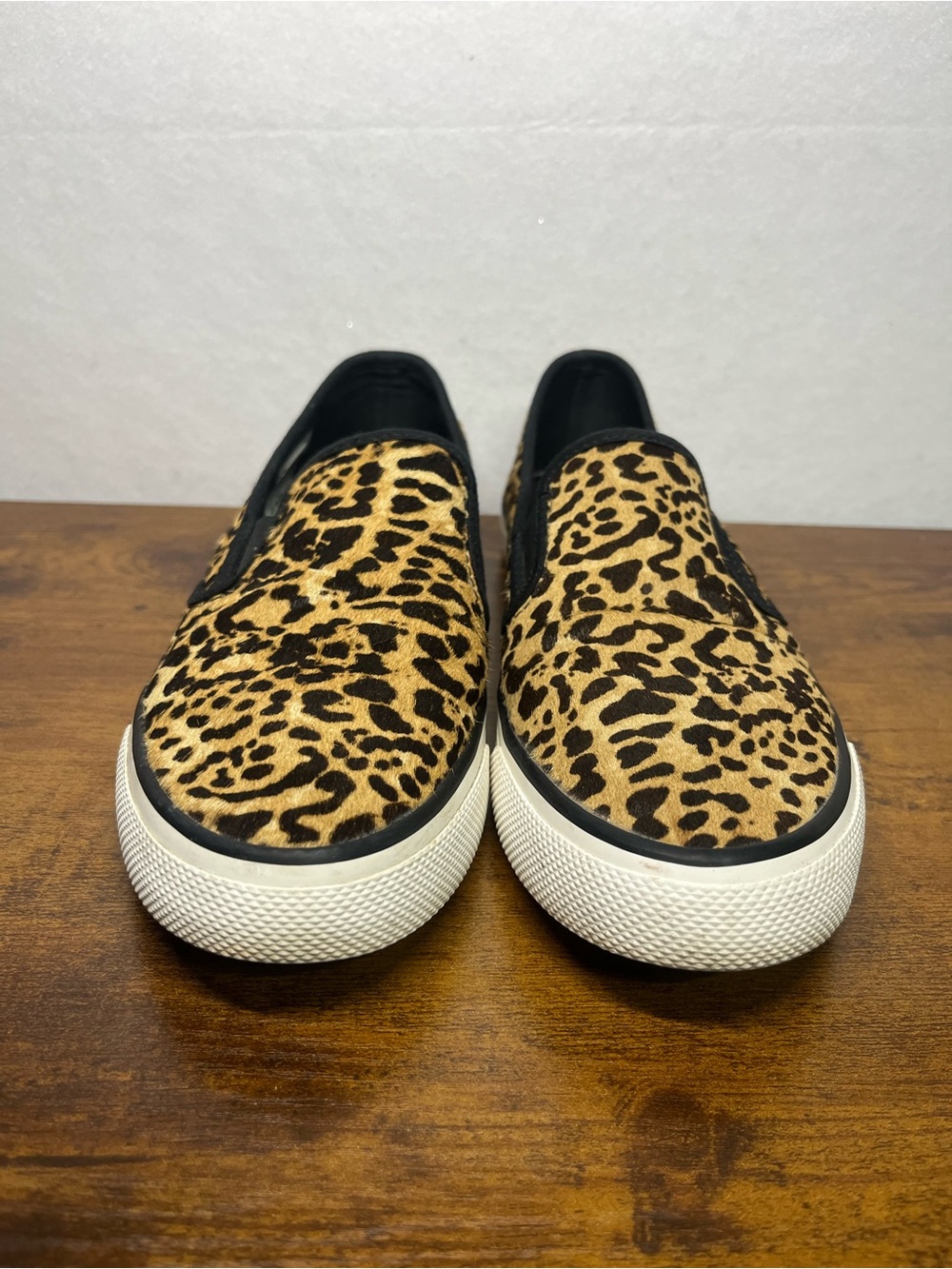 Sperry Black and Leopard Slip-On Sneakers
